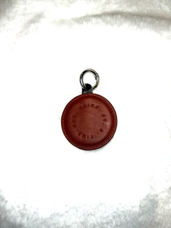 LULULEMON Leather Round Heavy Duty Logo Keychain Apricot Red-ish Burnt Orange OS - Picture 2 of 4